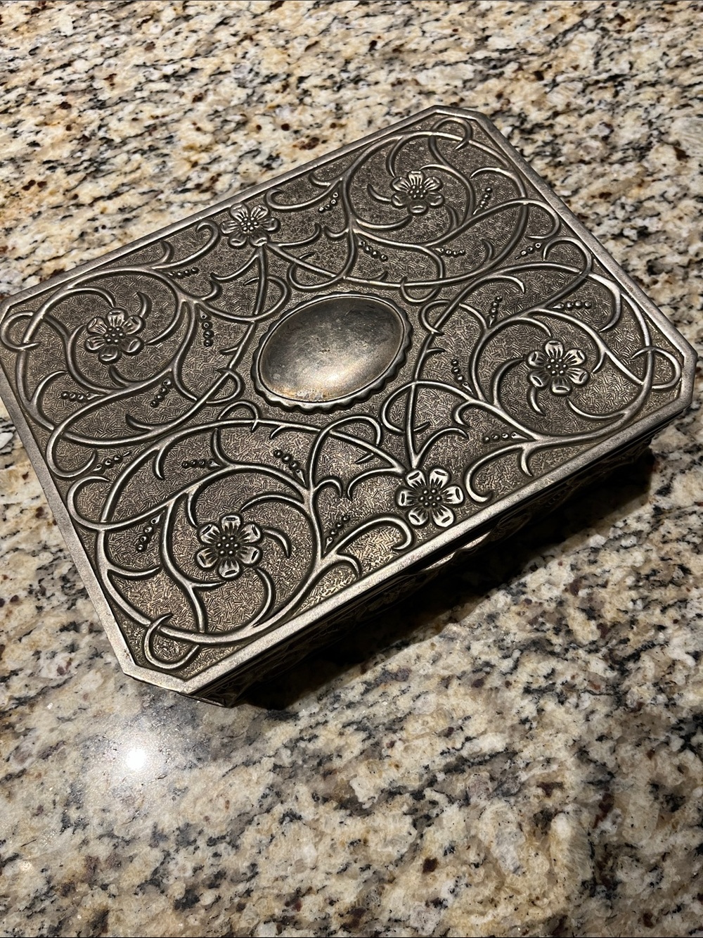 Vintage Godinger Sterling Silver Plated jewelry box with a velvet lining
